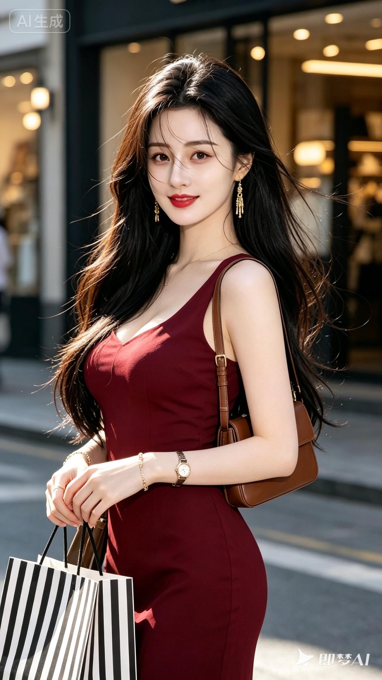 优雅红裙，时尚街拍，自信满满！👗💃🏻