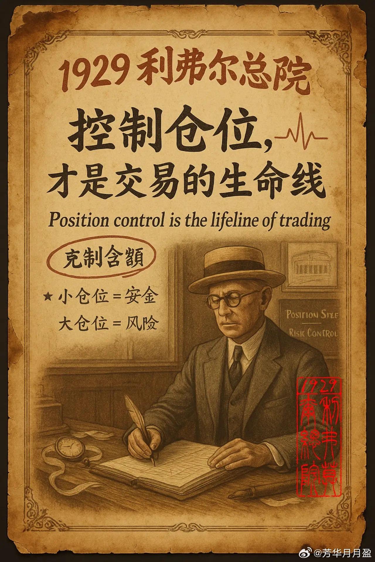利弗莫尔说：控制仓位，才是交易的生命线。多数人把仓位当赌注，越输越加，越加越输。