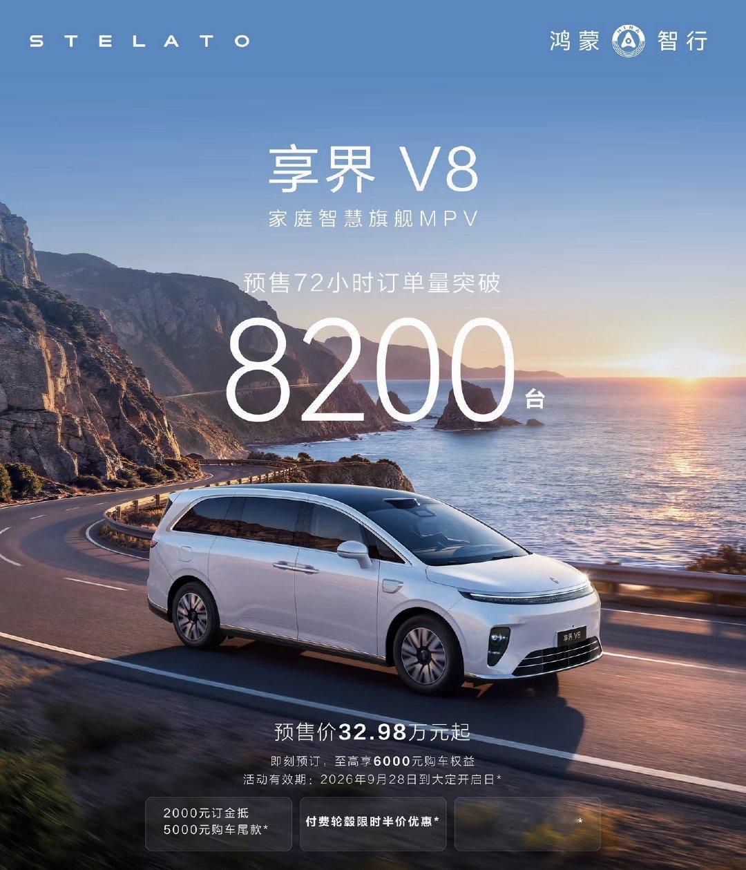 看到了享界V8看着很不错，大屏轮毂，旋转座椅电吸门，大电池增程，有800V！32.98万起….有点羡