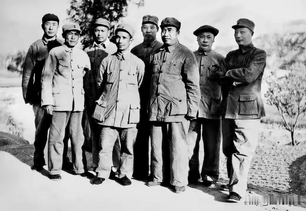 这张珍贵合影拍摄于1948年5月的西柏坡，这里面都是赫赫有名的国之名将，照片前排
