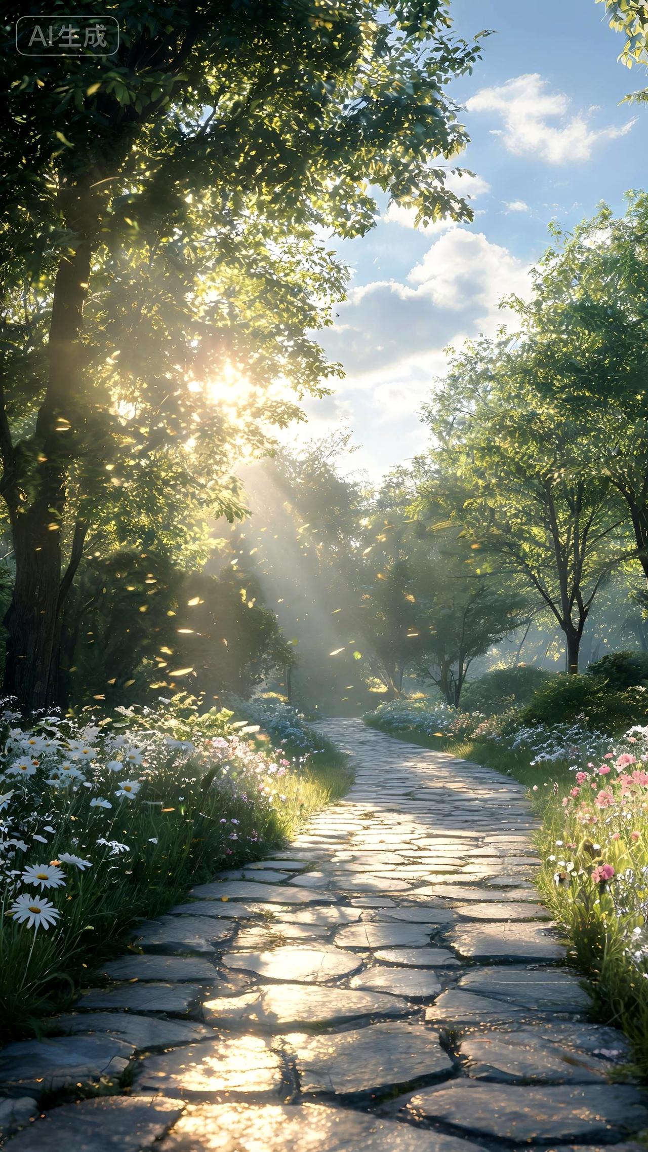 夏日生活打卡季清晨的阳光穿过树叶缝隙洒下来，像细碎的金子铺满小路。微风拂过耳畔，