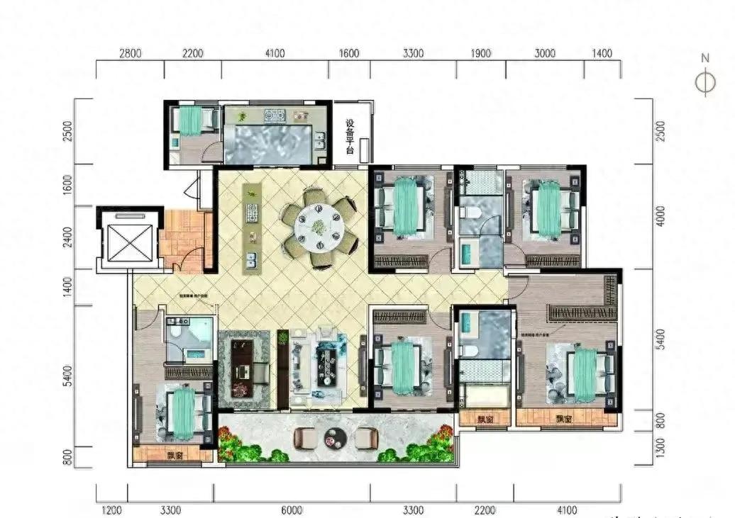 217.56㎡的房子可以做到什么样子？它是一个洋房，公摊也比较小，甚至可以配置6
