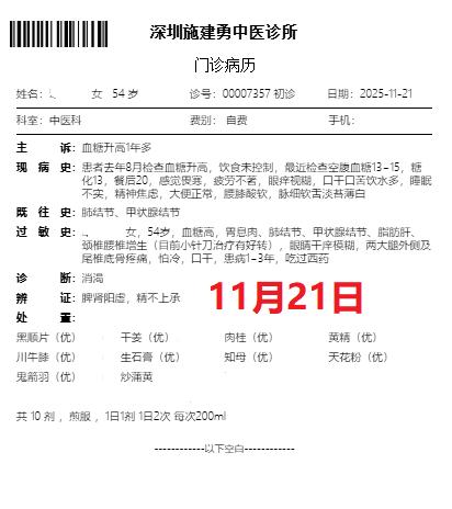 糖尿病看中医有用吗？当然有用。今天上午在深圳红山出诊，有个糖友过来报喜，说她的空