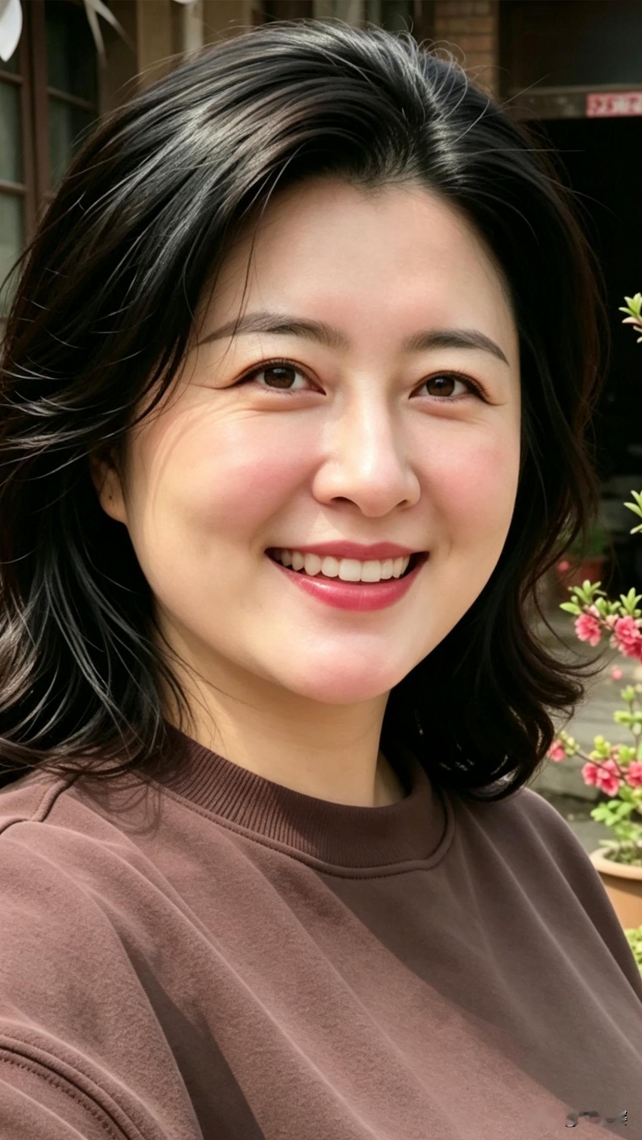 五十岁的乡下大姐的自然美，就是这种干干净净、透着阳光的透亮，看着不化妆也自带红润