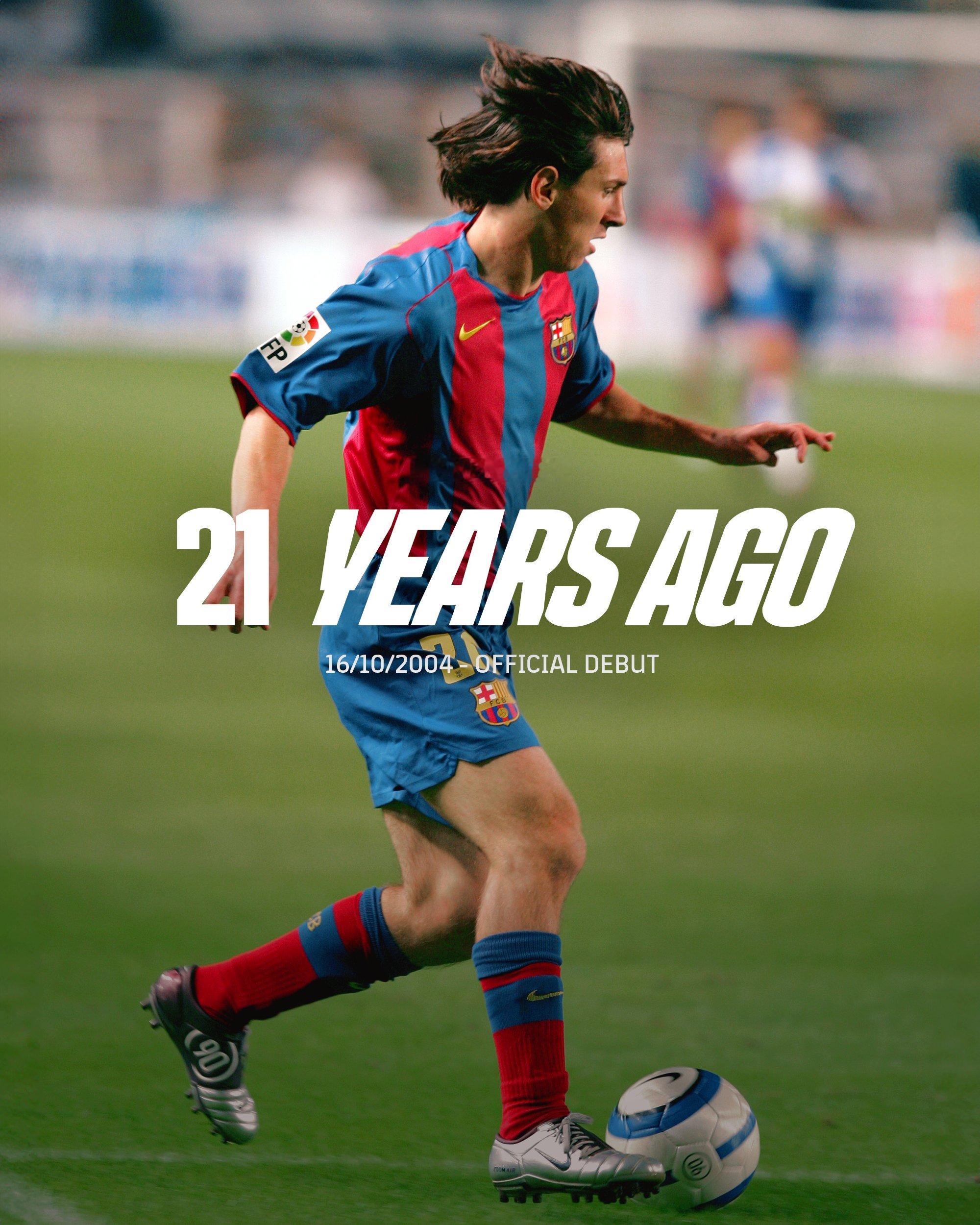 21年前,梅西迎来巴萨一线队首秀。