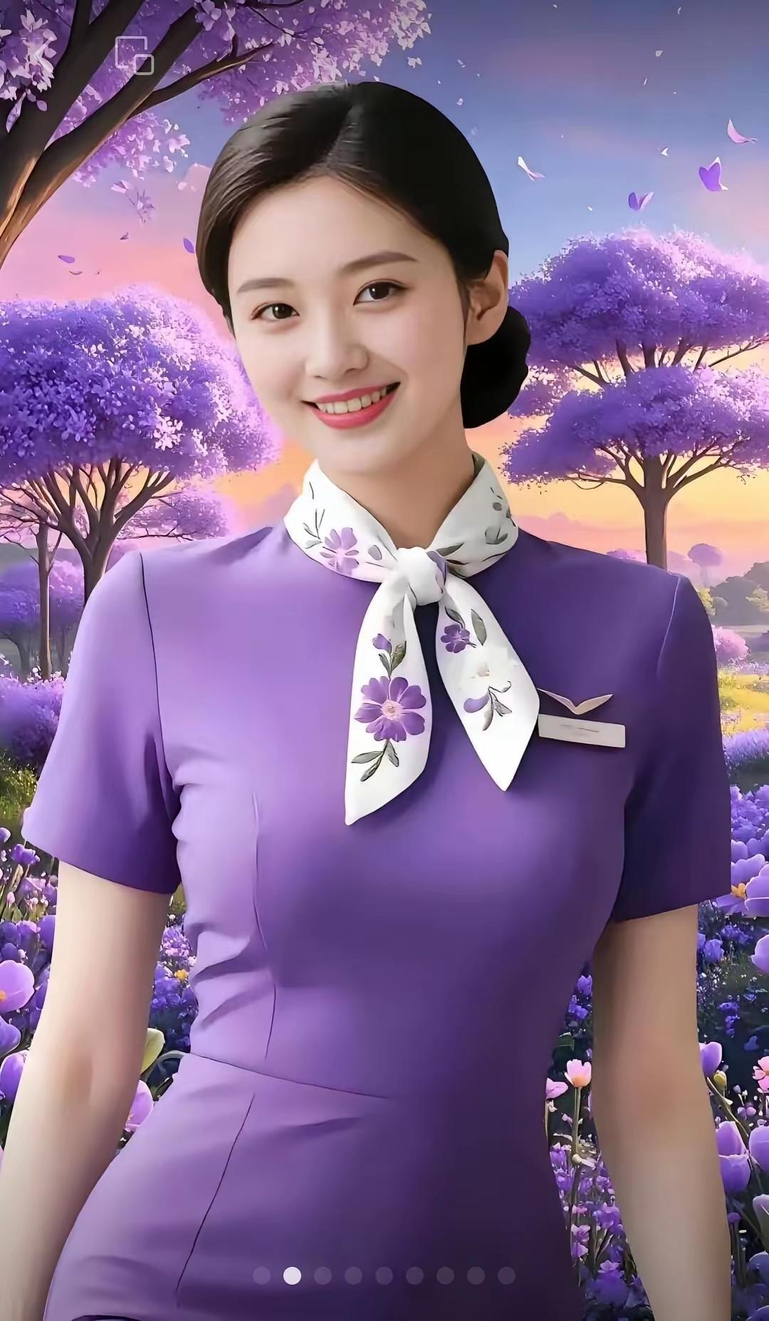 看到这位穿紫色连衣裙的姐姐，瞬间被美到了！就像身穿紫色长裙的孙允珠一样惊艳。紫色