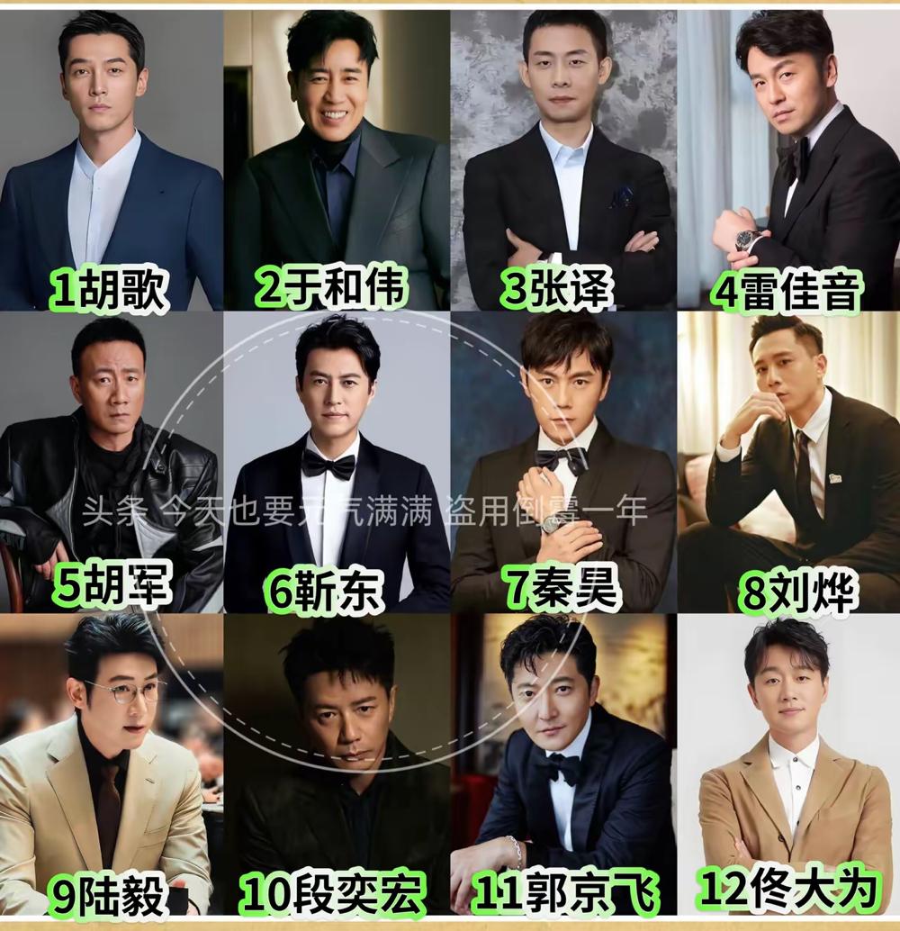 内地12位男演员，你最喜欢哪位？谁的演技最好。个人认为于和伟演技还可以，胡军也挺