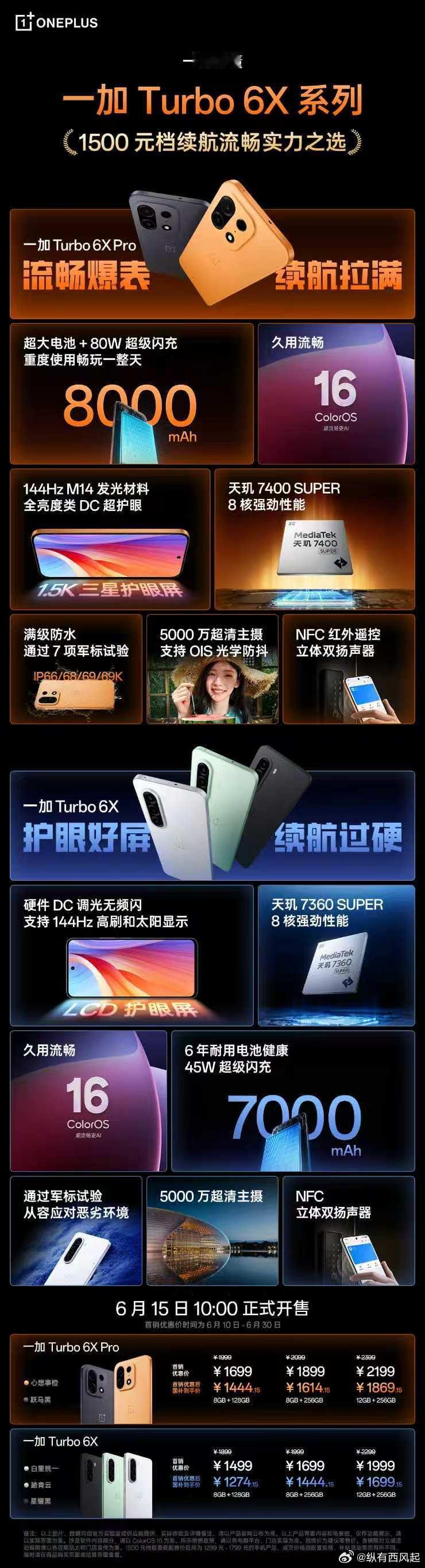 一加Turbo6X系列价格来了！一加Turbo6XPro国补到手价14