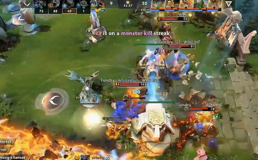 梦幻联赛S28XG第一局遭Tundra暴打，17分钟上路那波追击撞到了朗戈A杖