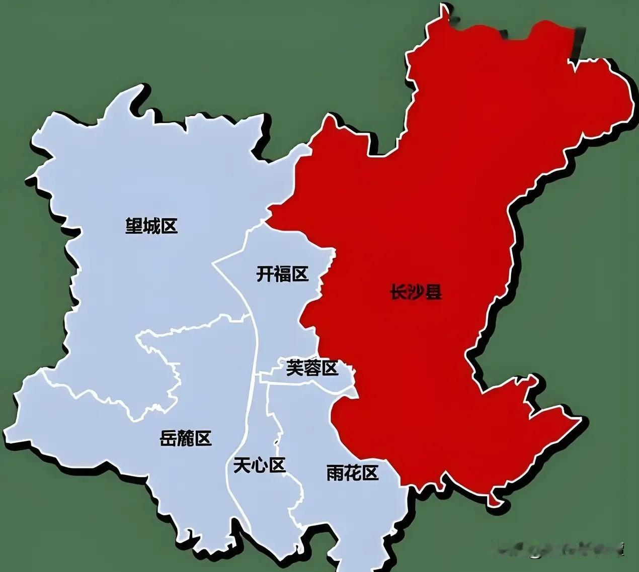 如果长沙县改区，那么长沙城市版图将会成倍增长！长沙县的县域面积差不多和长沙内五