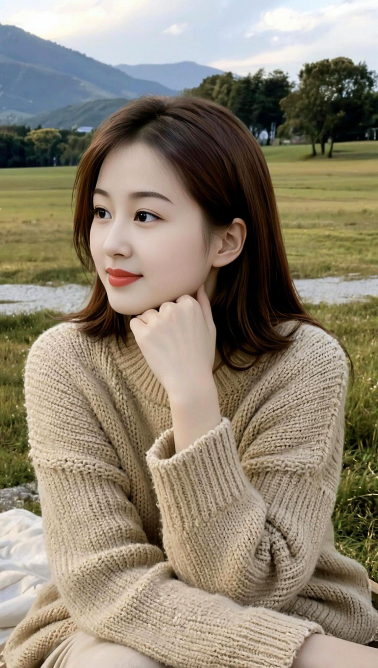 AI草地氛围感写真