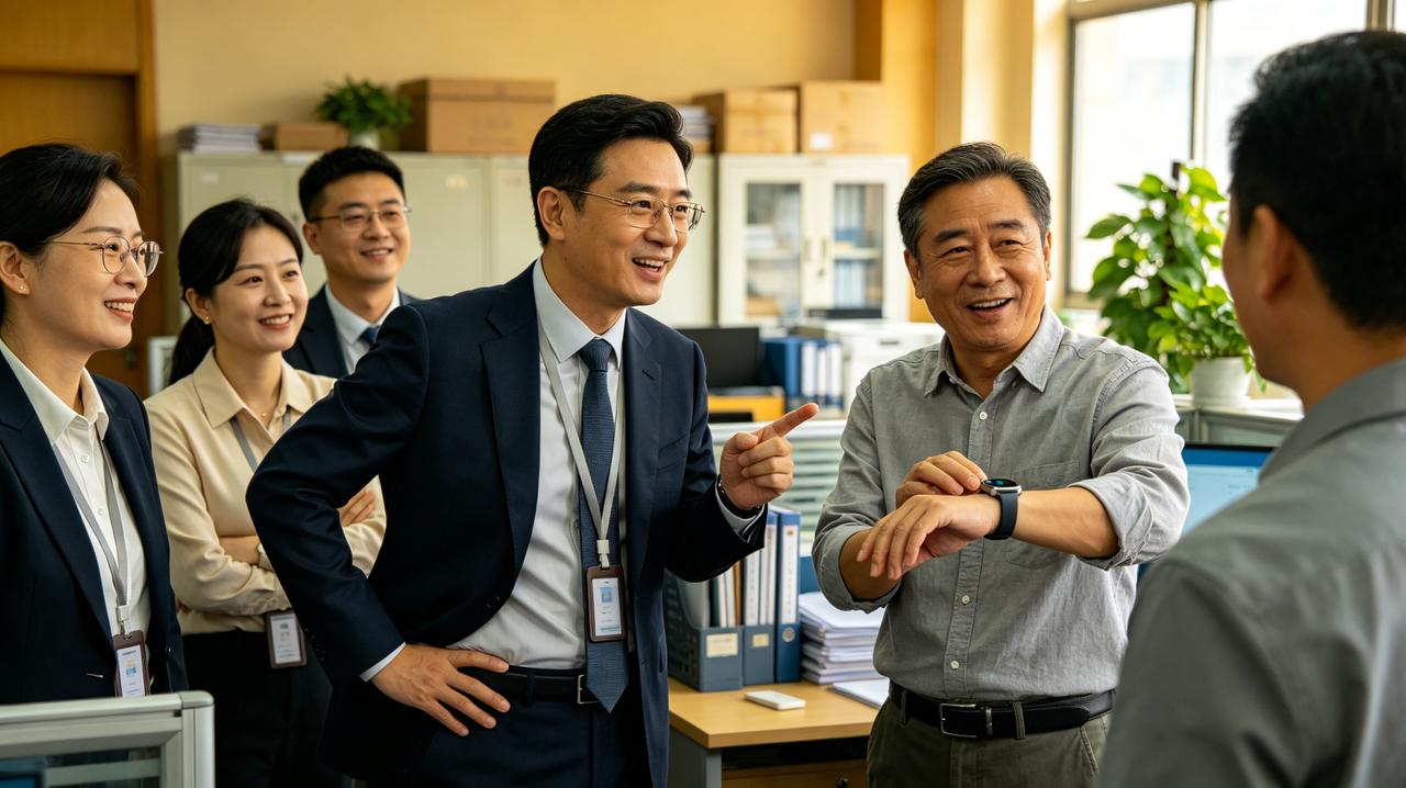 老王最近迷上了养生，听说“每天走一万步能延寿”，立马买了块智能手表，走两步就低头