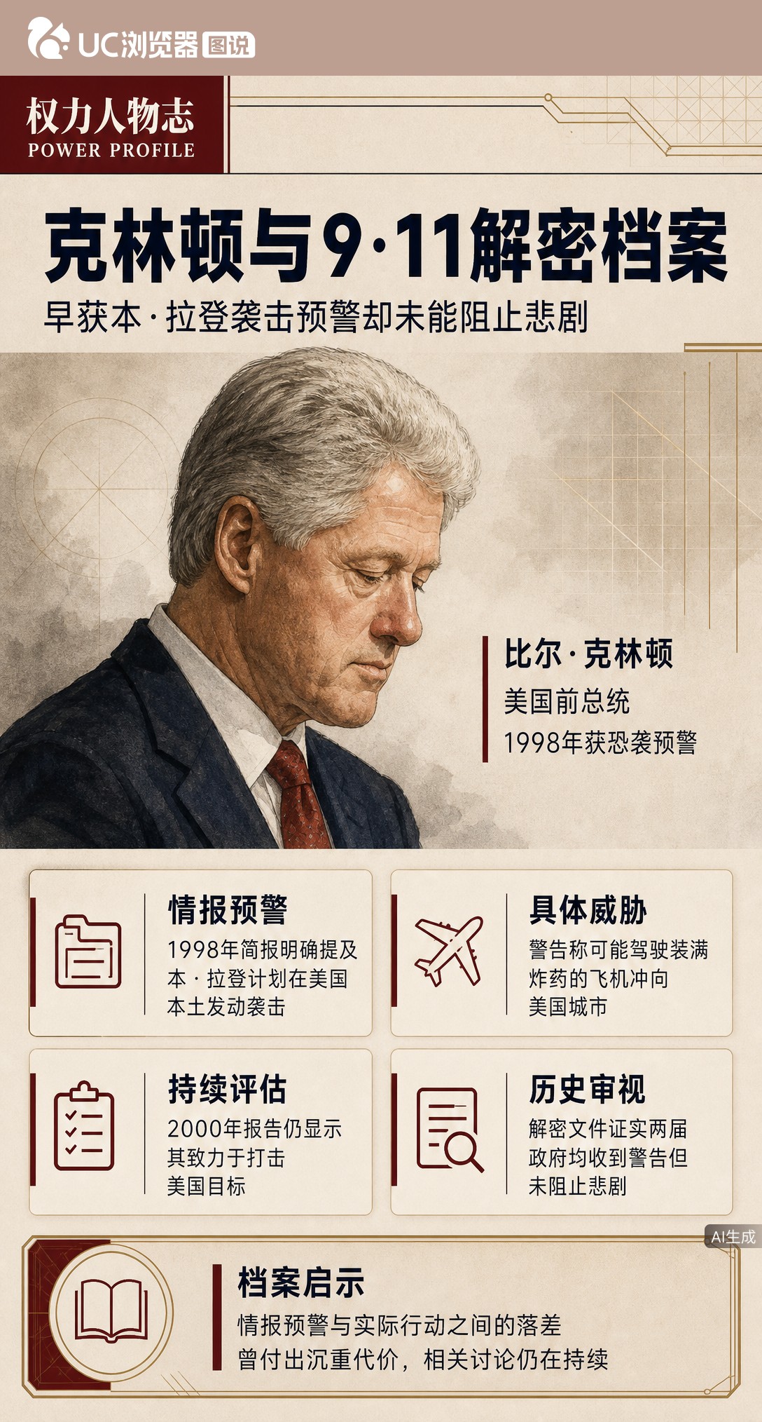 9·11纪念仪式当天，CIA解密71份简报：克林顿1998年就收到“飞机撞美本土”预警。两届政府都接