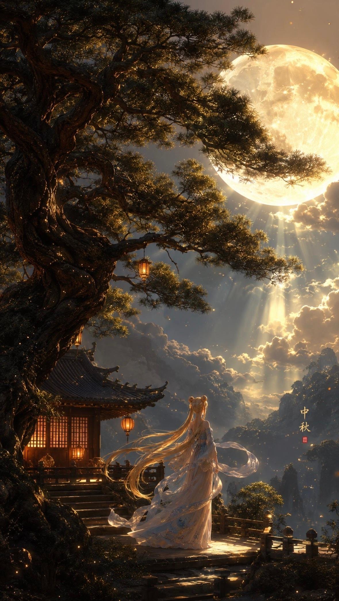 小兔奔月壁纸🌙果然还是国风最美啊啊啊✨动漫仲夏狂欢季盛夏壁纸大放送美少女战士