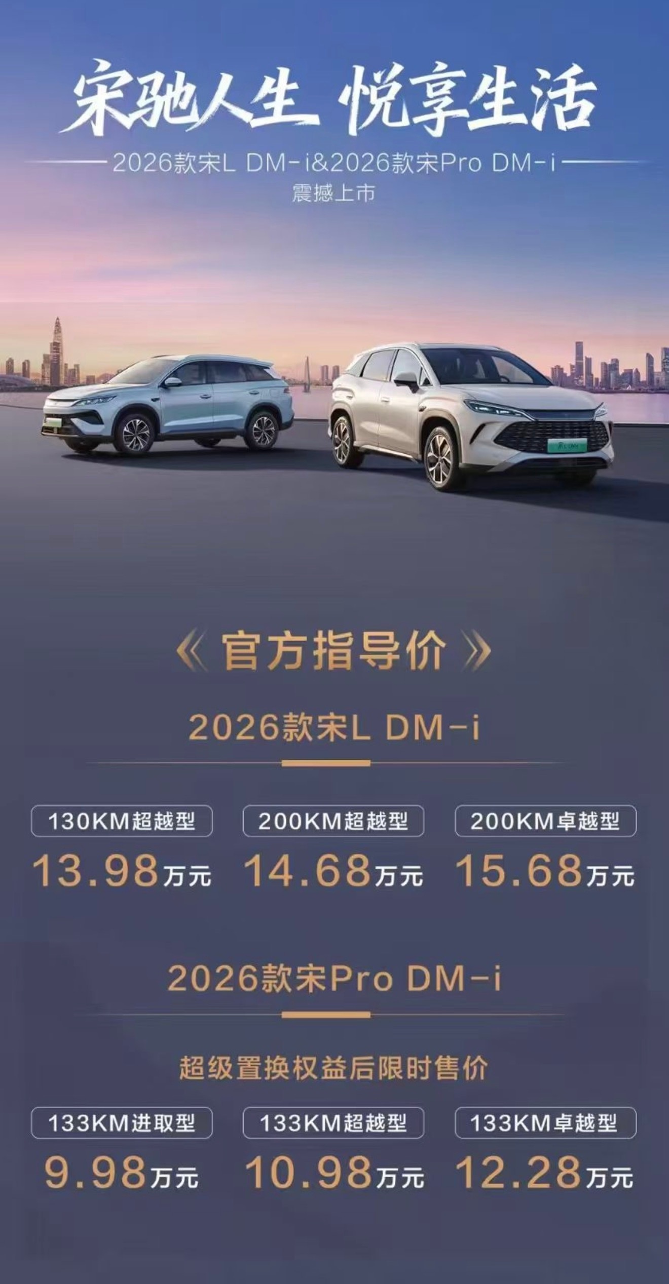 迪子今晚发布26款宋LDM-i和宋ProDM-i，9.98万元起的中级混动轿