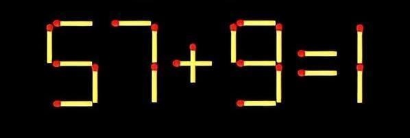 这是超有意思的火柴棒挑战！画面里“57+9=1”由火柴拼成，认真瞅瞅