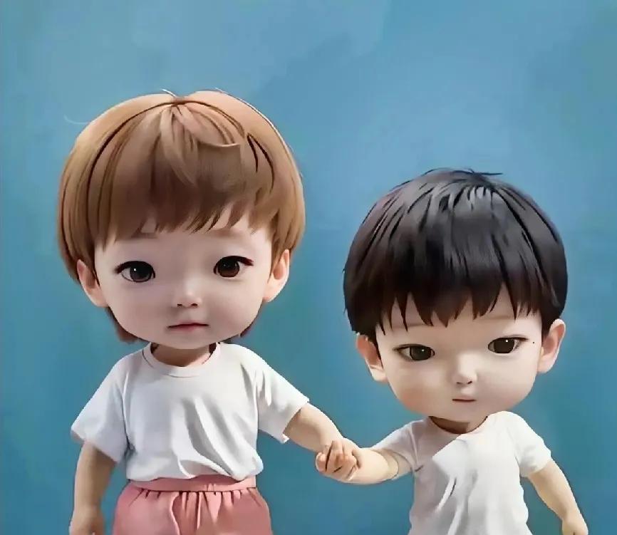 哇，好可爱的图片谁这么有才，海产姐妹太可爱了。姐姐牵着妹妹的手，妹妹拉着姐姐的