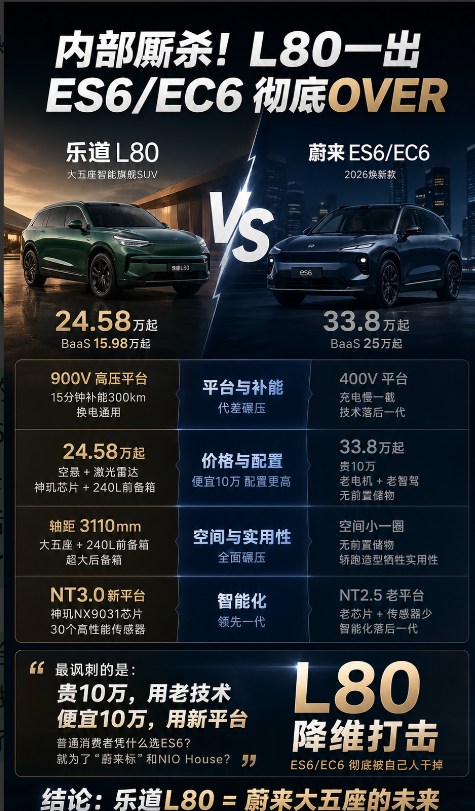 蔚来这次是真狠。自己出了个乐道L80，900V平台，15分钟补能300公里，还比