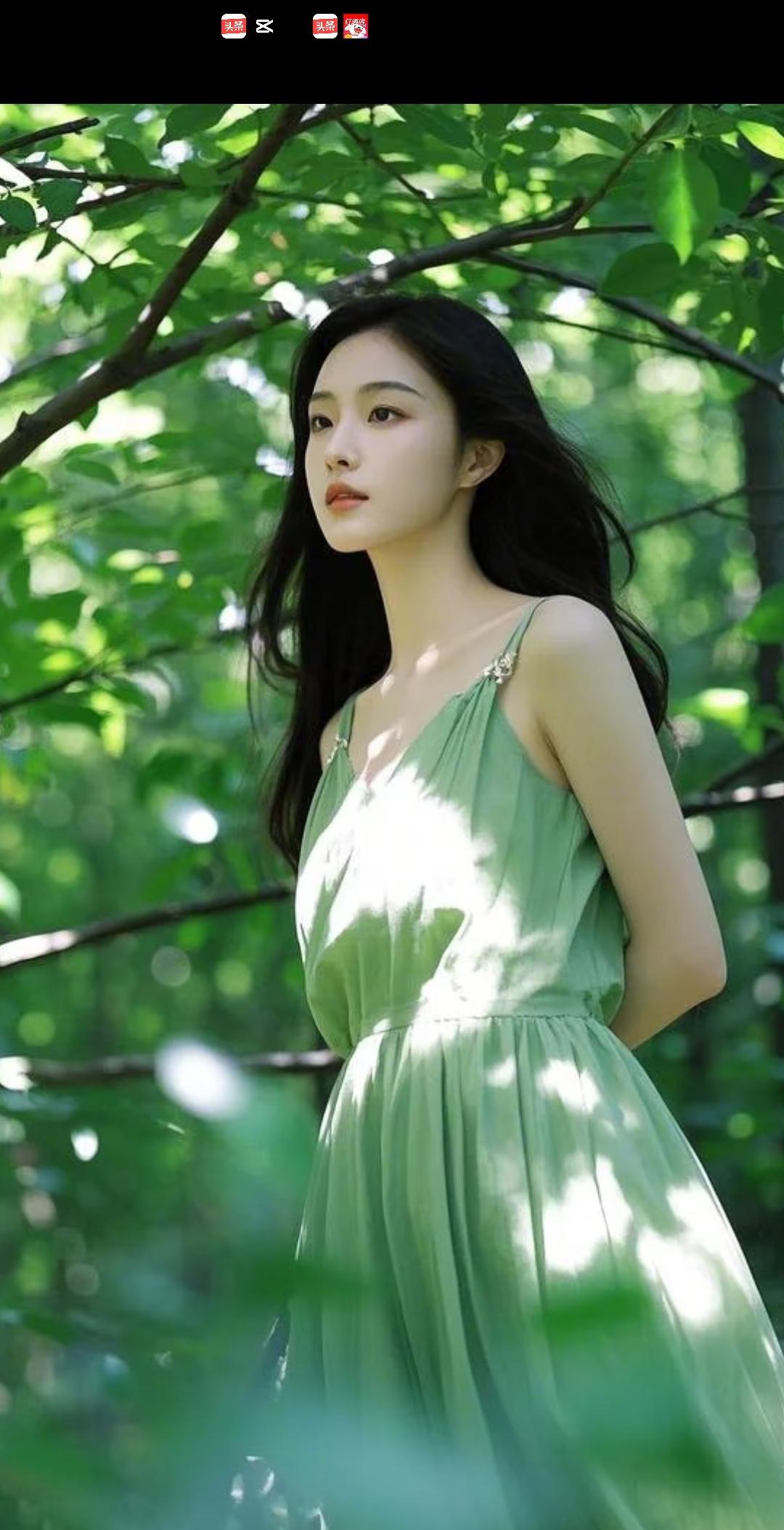 《七绝·林间倩影》/马进鹏绿影迷踪露玉姿，罗衣轻曳趁风宜。流光碎作星星影，都