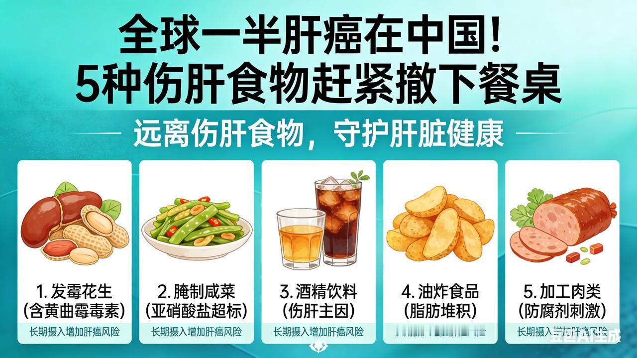 全球一半肝癌在中国！5种伤肝食物赶紧撤下餐桌全球近半肝癌“花落”中国！速查