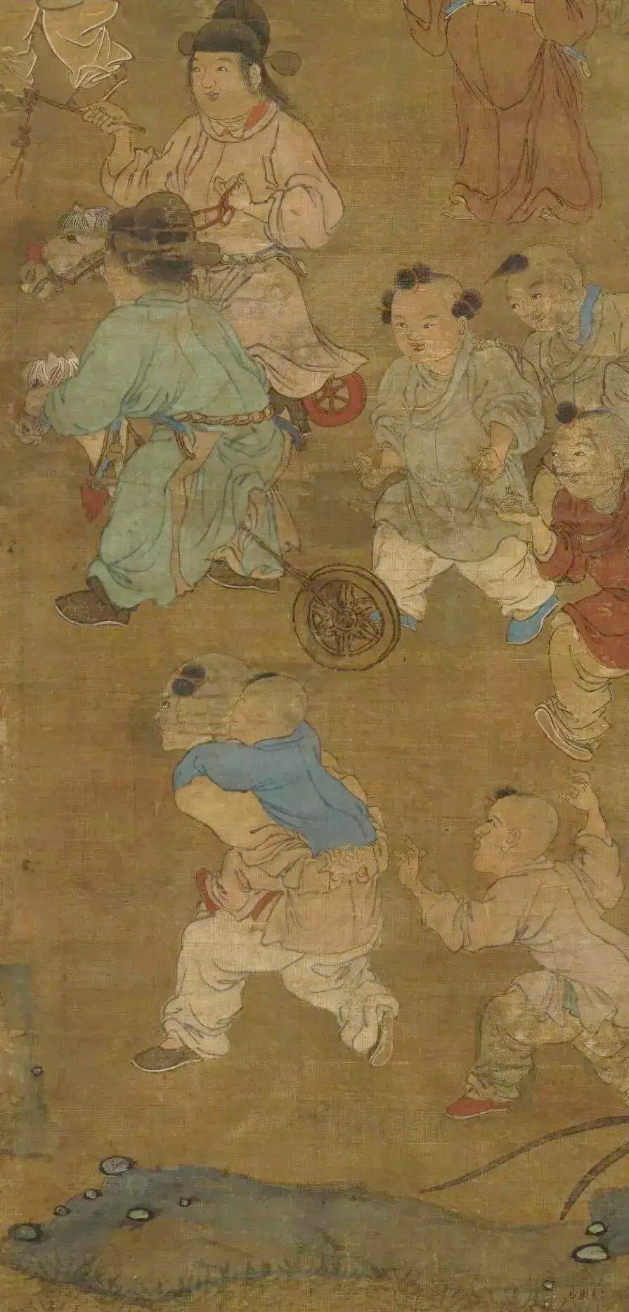 仇英《人物图》，绢本立轴设色182x58.9厘米，台北故宫博物院藏。绘庭