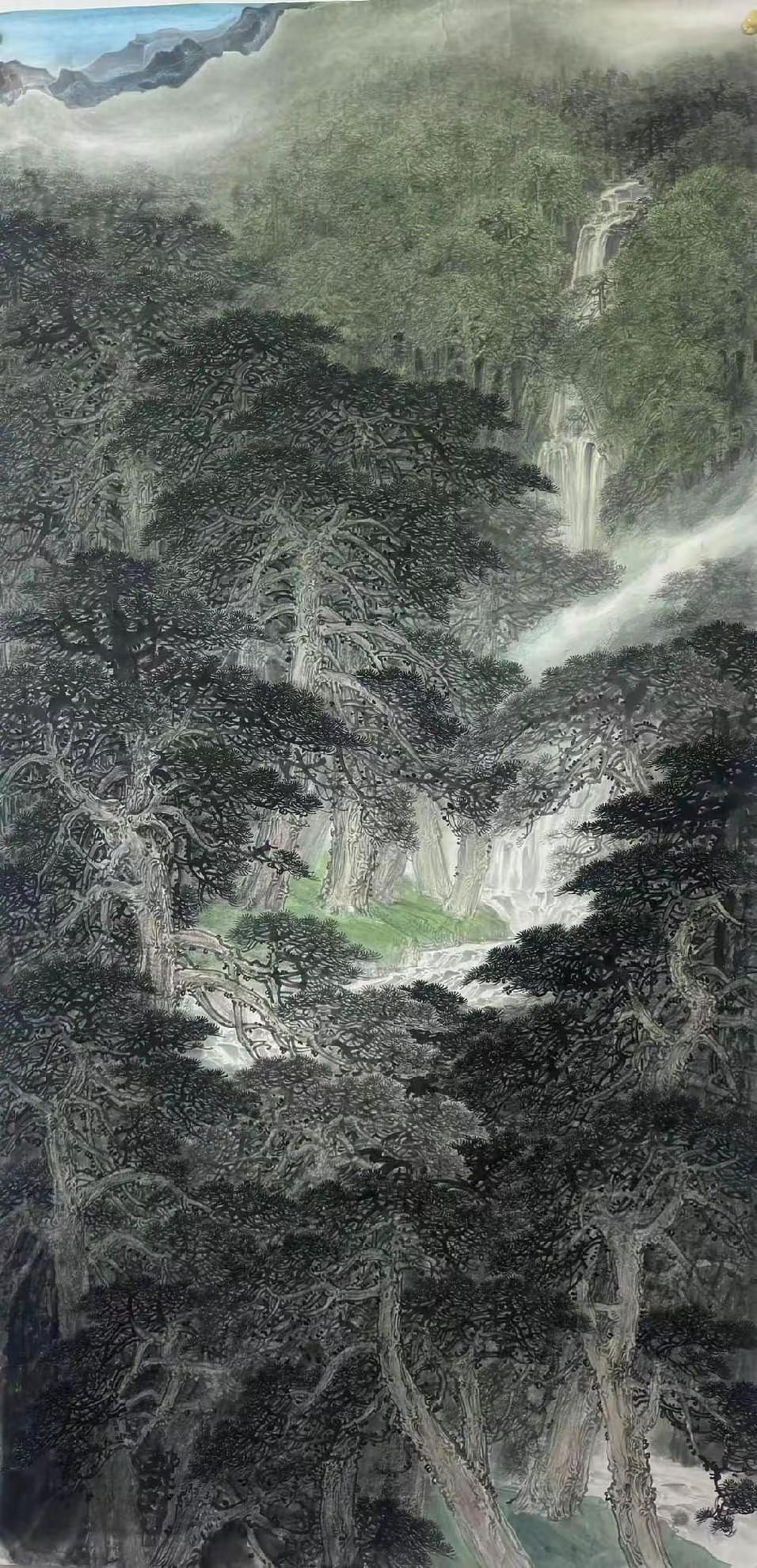 金峰林泉。八尺山水创作者中心创作灵感山水写意手绘风景