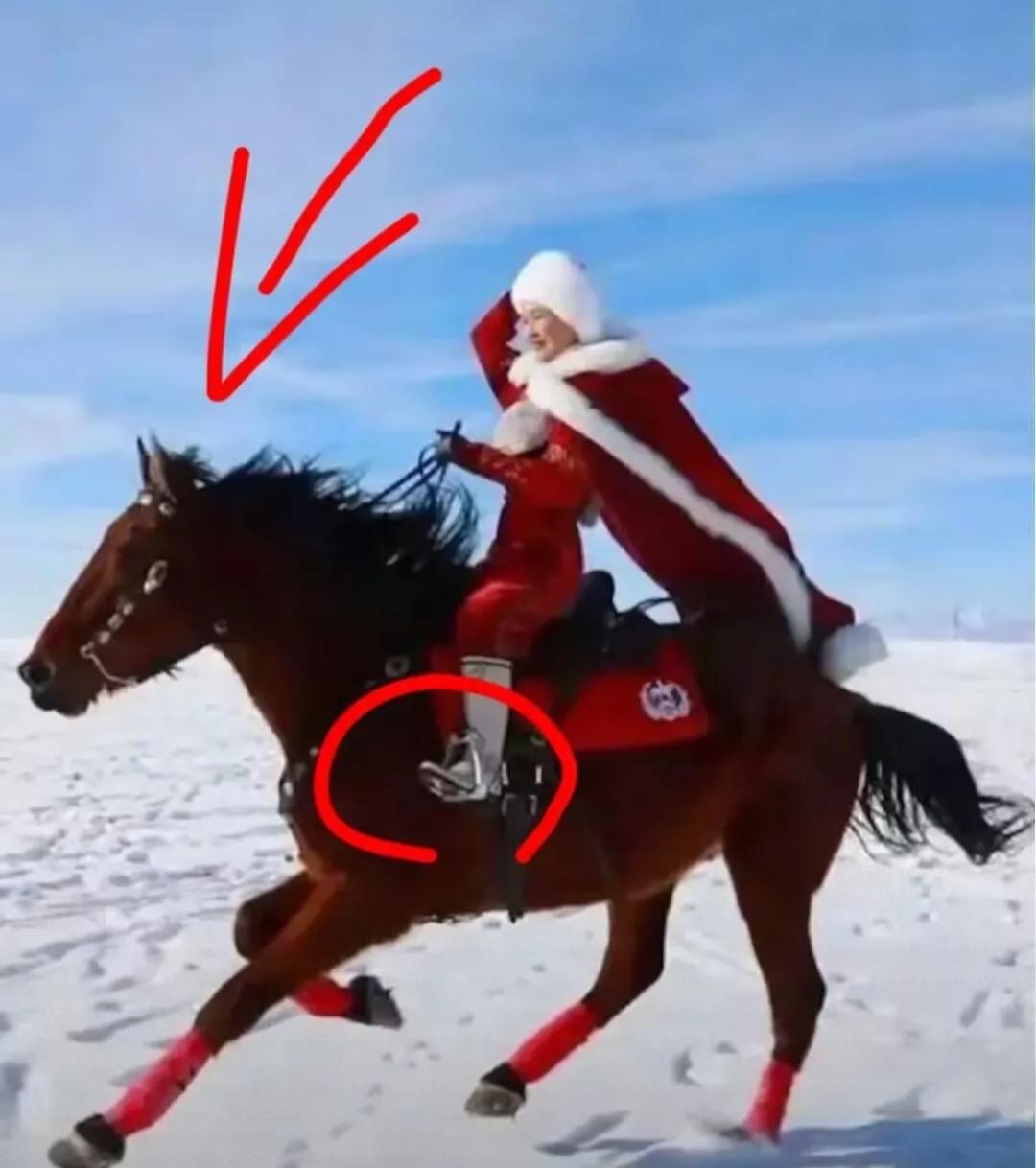 细节真的骗不了人！不信你看这张图，她平常的骑马的习惯，居然马蹬踩的太往里面了