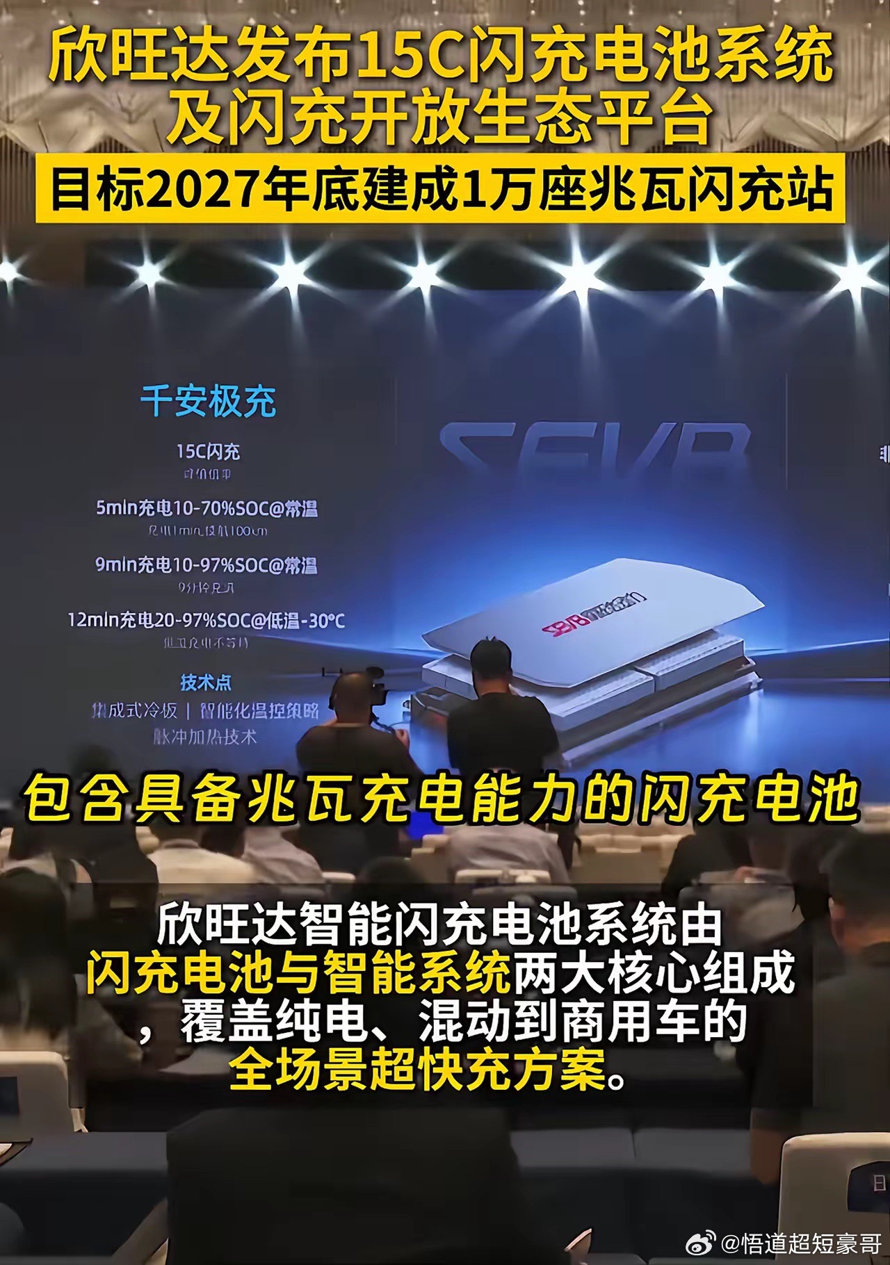 比亚迪的闪充真的是大国重器！这不，第一个跟随者欣旺达已经在路上了！你一万座，我两