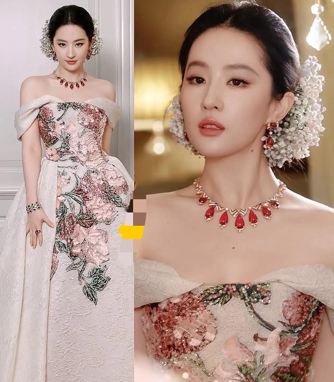 刘亦菲这造型一出来，感觉瞬间坐不住了，不是她的珠宝变小了，也不是她的裙子太好