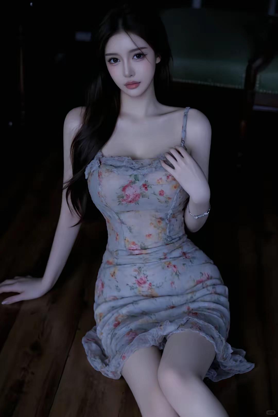 梦幻少女，花裙飘逸，静坐木桌旁，优雅动人。成熟女生穿什么半身裙最显身材?如何穿