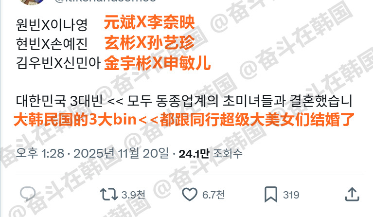 元斌、玄彬、金宇彬的共同点