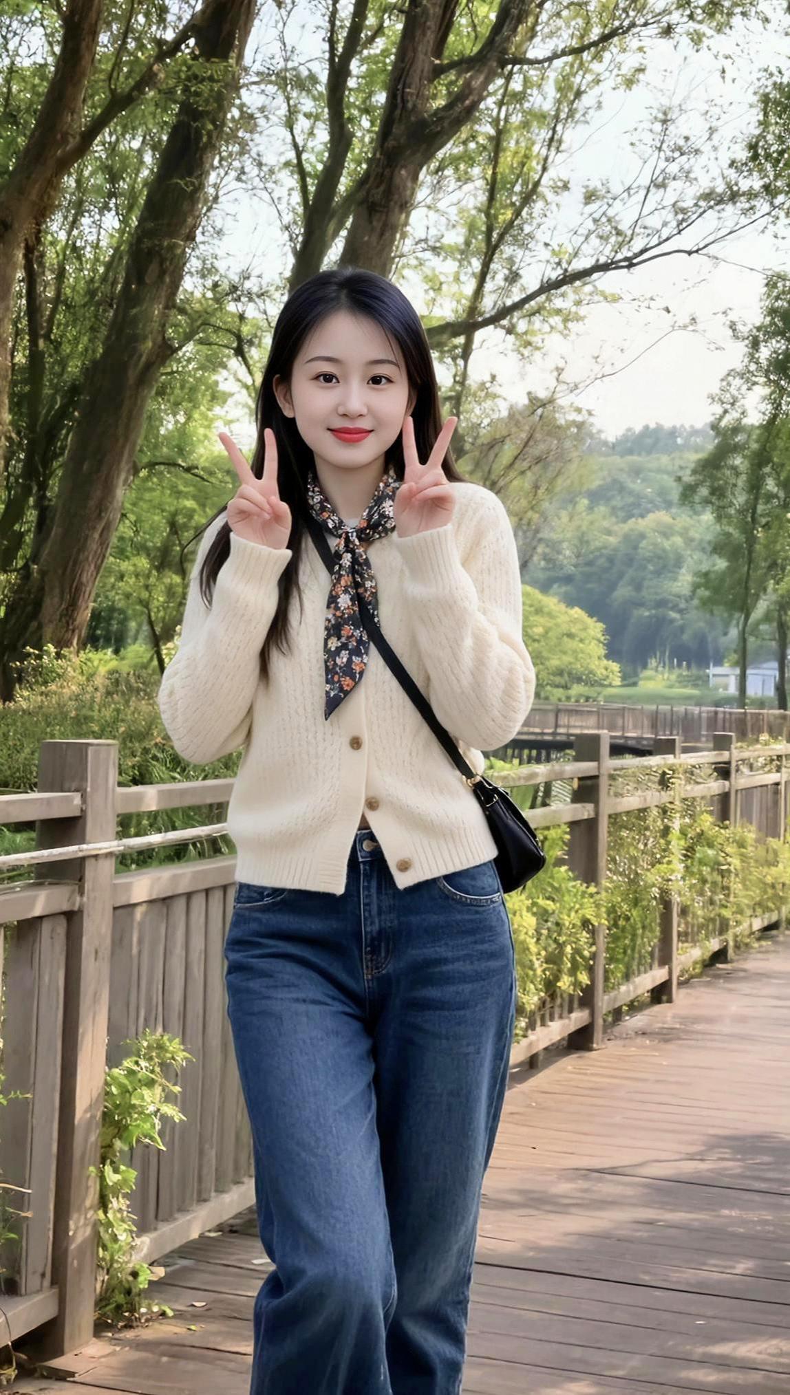 AI森系生活照甜美女孩穿搭甜妹风优雅气质颜值