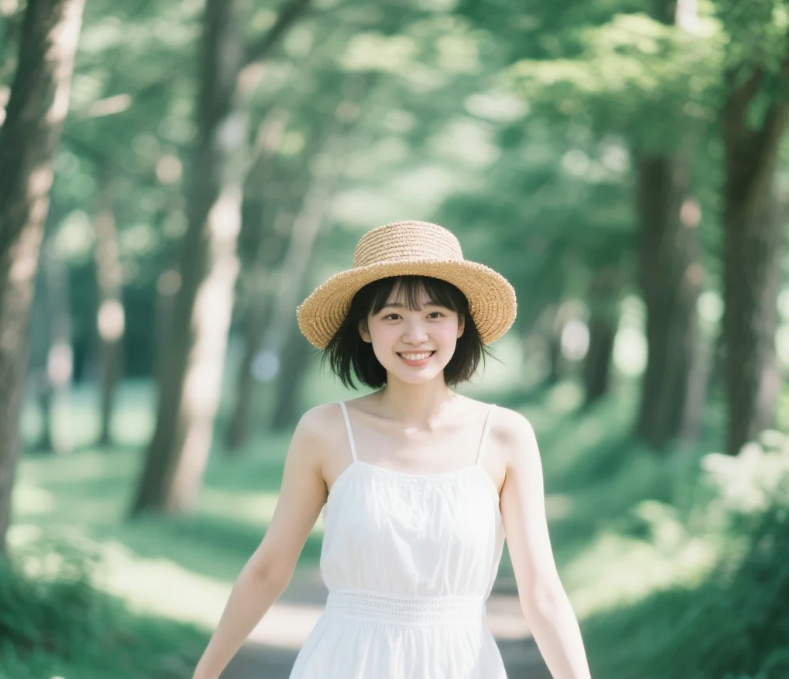 她站在海边眺望远方，仿佛在寻找未来的方向。