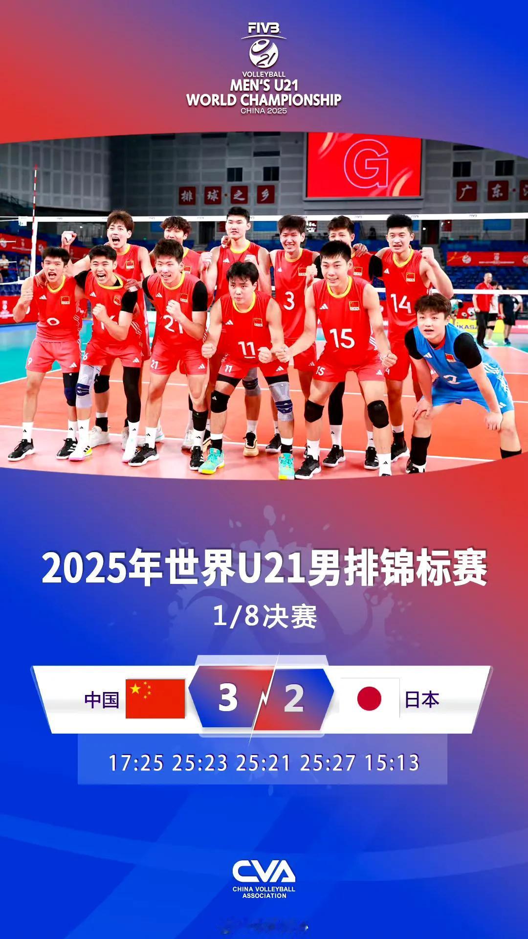 惊喜！U21男排世锦赛，中国男排3:2日本男排，挺进八强！1/4决赛对战伊朗男排