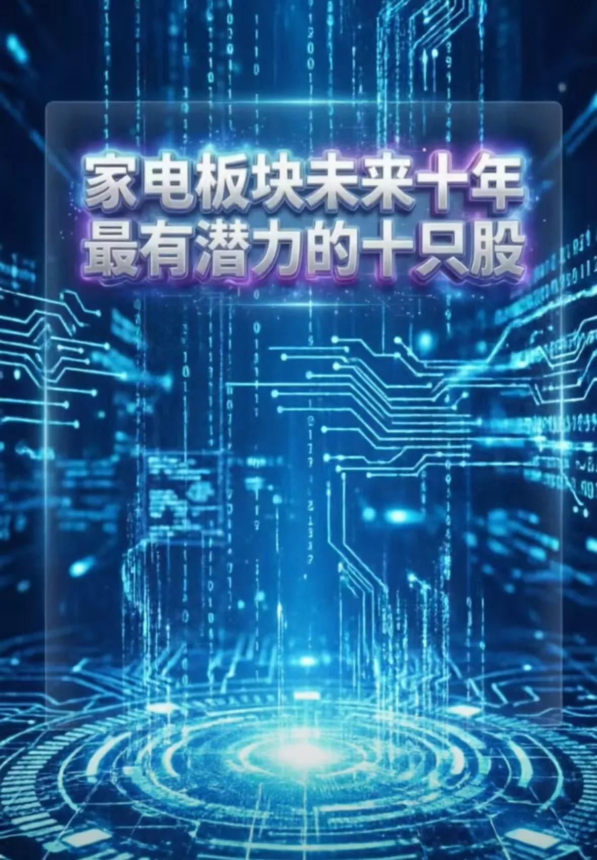 未来十年家电板块最具潜力十只股清单:（精简核心逻辑废话不啰嗦）核心十年主线：