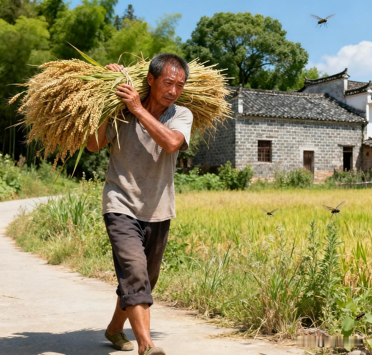 信州村民王二柱，扛着刚买的谷子往家走。晌午日头毒辣，晒得野草蔫头耷脑，他路过姑姑