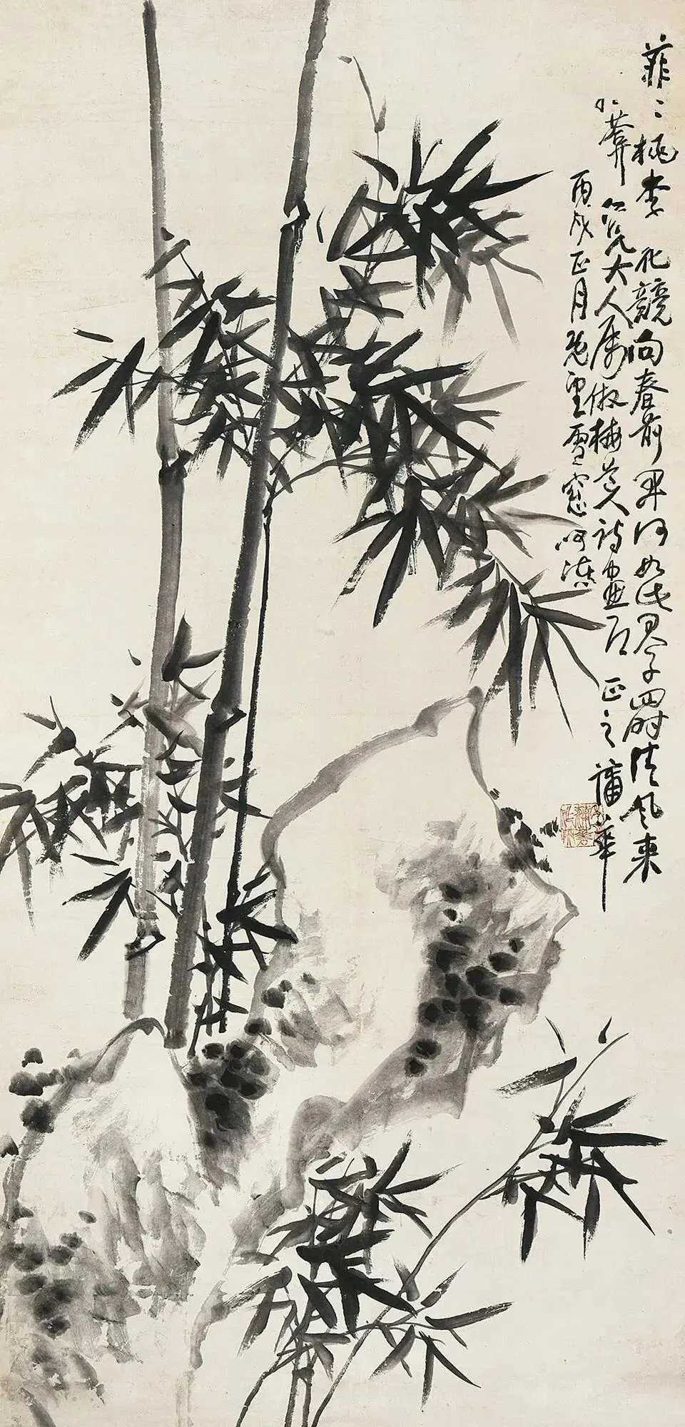 蒲华，搦管写竹，墨沈淋漓。蒲华早年科举，仅得秀才，遂绝念仕途，潜心书画，携笔砚出