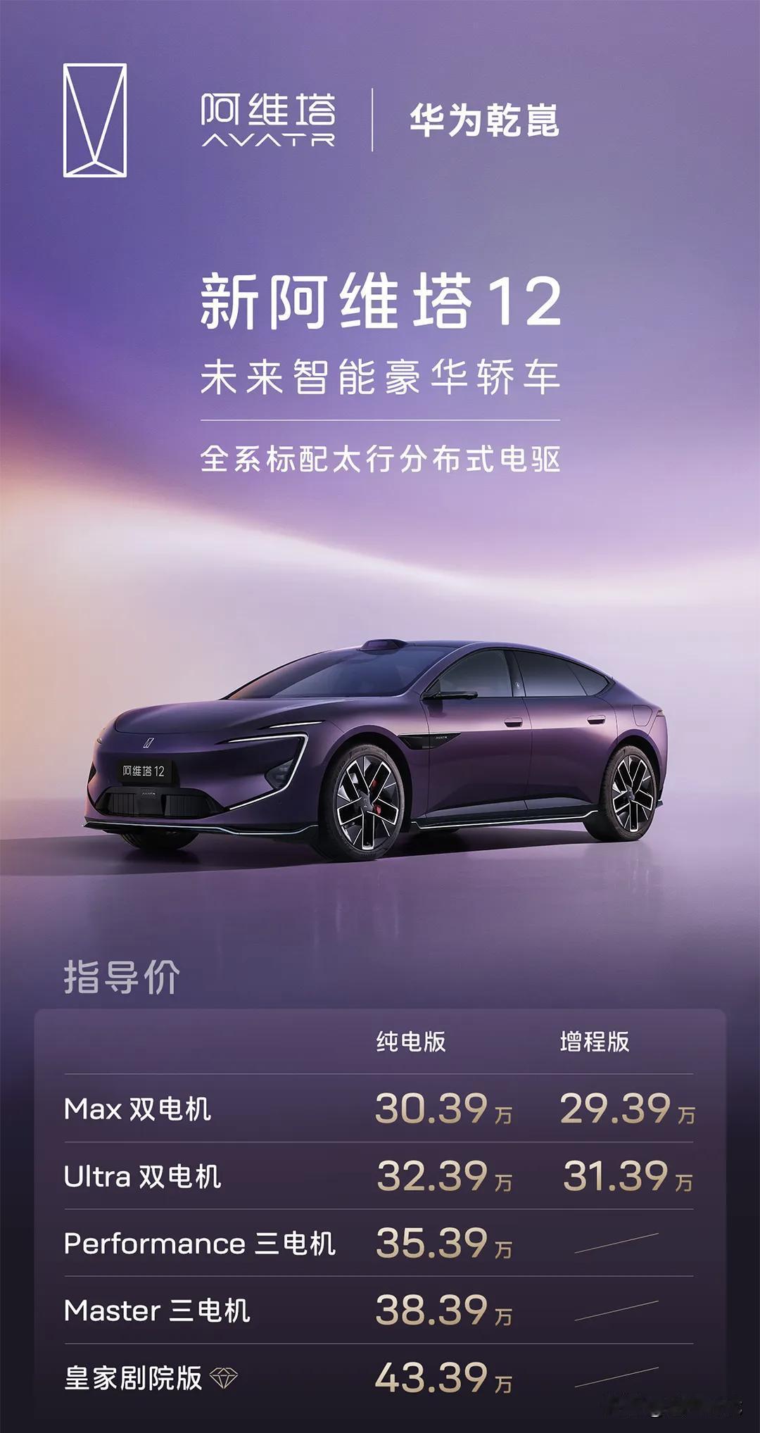 新阿维塔12上市/阿维塔06T预售新阿维塔12上市价:29.39-43.39万