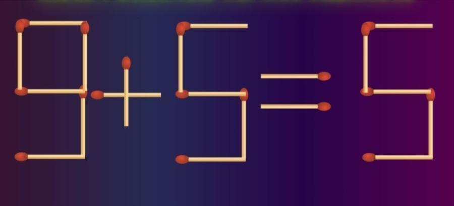 热门火柴棒谜题来啦：眼前的等式“9+5=5”并不成立，而你只需移动一