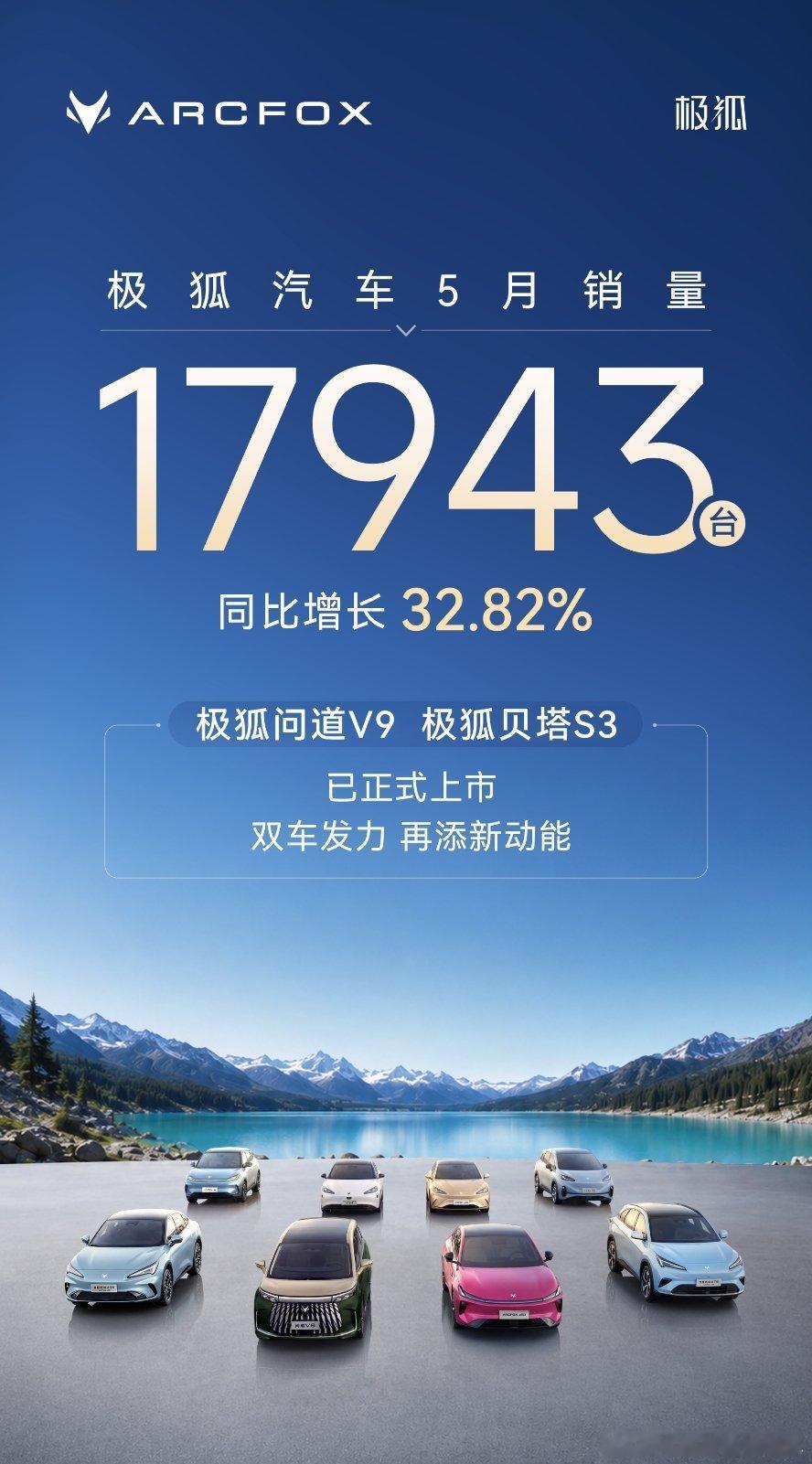 极狐汽车5月销量17943台，同比增长32.82%