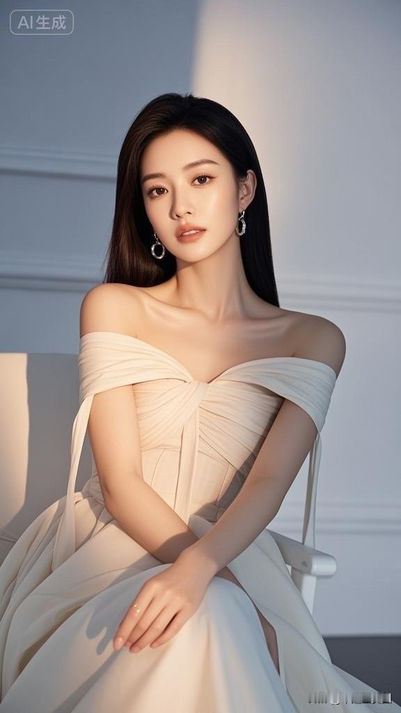 温柔的海风轻拂，优雅的蕾丝裙摆随风飘动，仿佛置身于梦幻的海边。