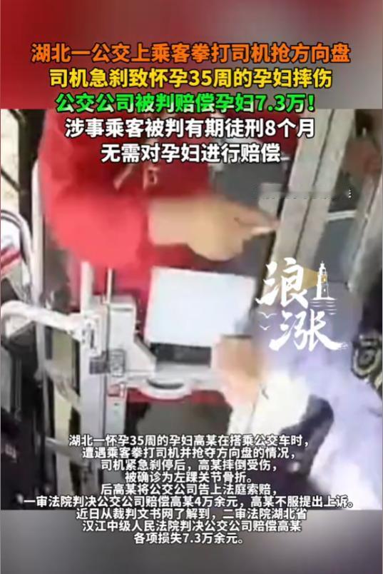 "冤不冤？"湖北仙桃，一男子在公交车上殴打司机，还抢夺方向盘。司机紧急刹车后，