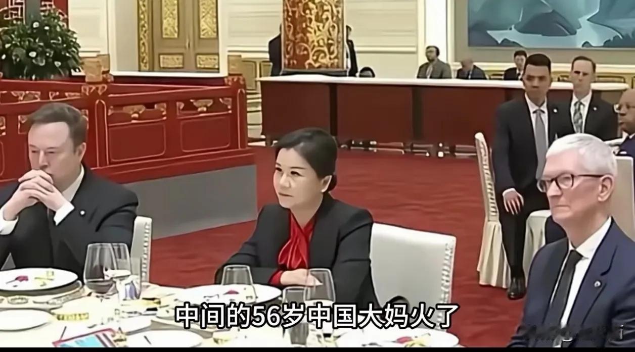 武林大会，当然是藏龙卧虎看看国宴，中国大妈气定神闲马斯克，库克坐左右这气场