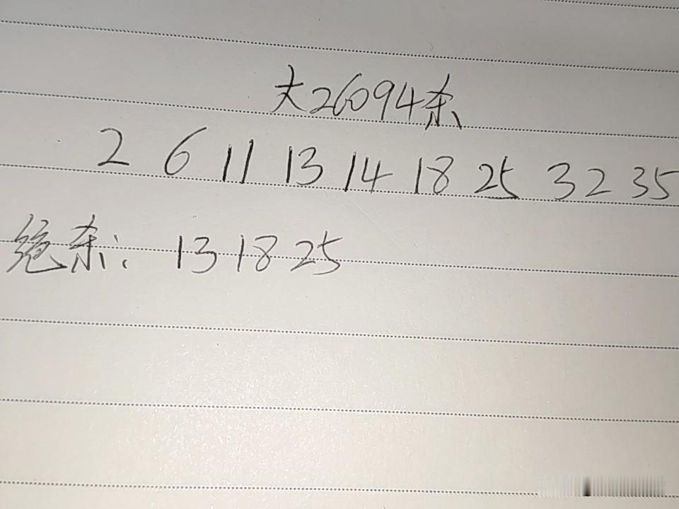 大乐透26094期排码02、06、11、13、14、18、25、32、35绝