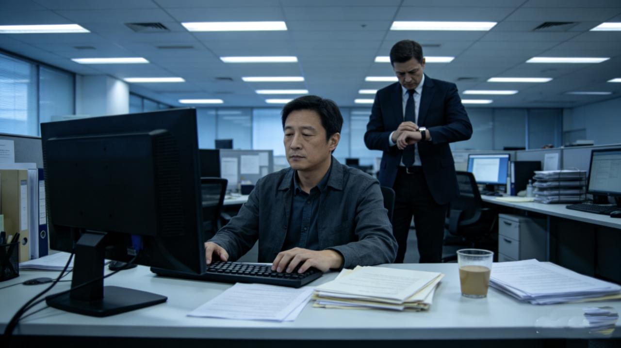 同事老周被裁那天，默默收拾东西。HR在边上催，他摆摆手：“十分钟，让我把这行代码