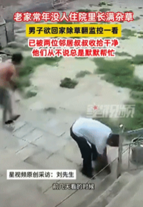 远亲不如近邻！河北邢台，一男子因老家常年没人住，通过监控发现院子长满杂草后，便生