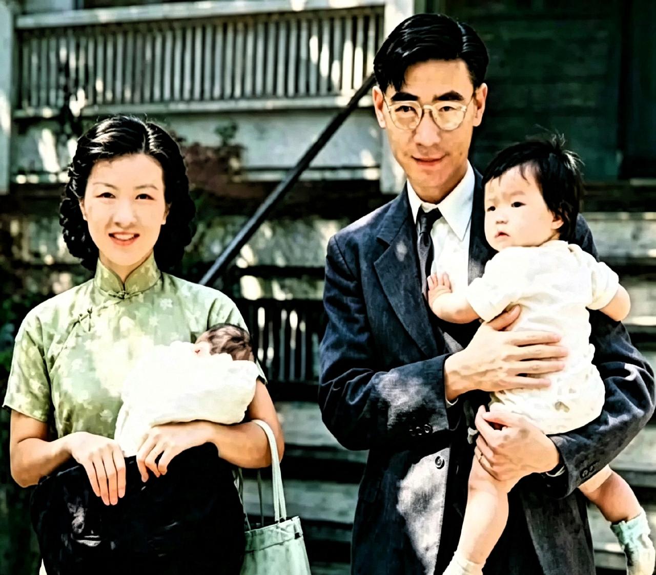 这张旧照挺珍贵，郭永怀、李佩带着小郭芹在美国康奈尔大学。那时候日子多平静啊，一家