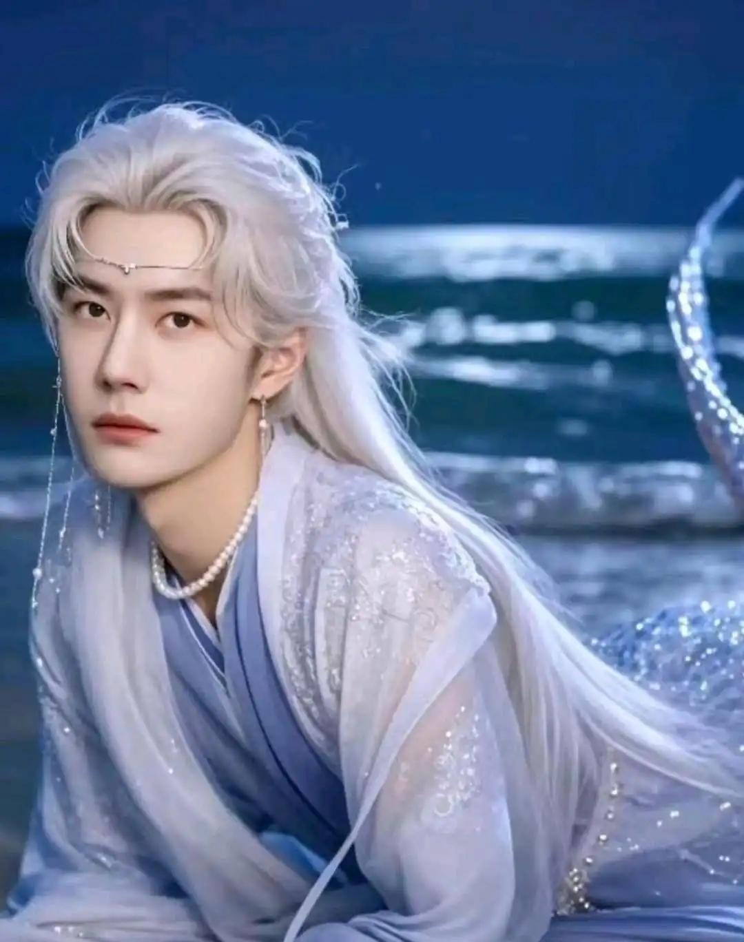 我想说，王一博的这个造型，帅翻了，打破了我原有的美人鱼印象。这是他在拍摄