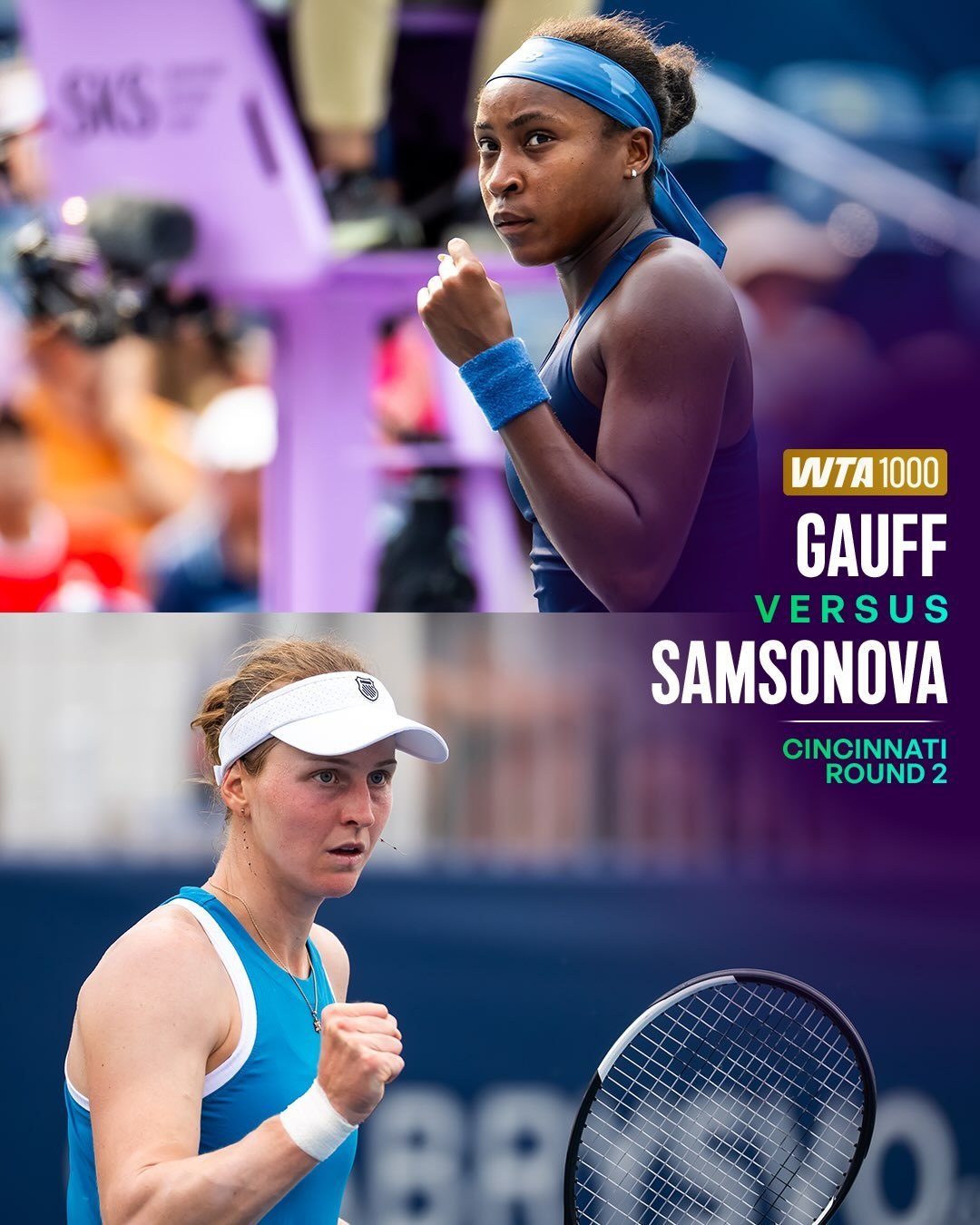 #高芙2比1萨姆索诺娃#WTA1000辛辛那提站女单次轮，4号种子高芙2-6、