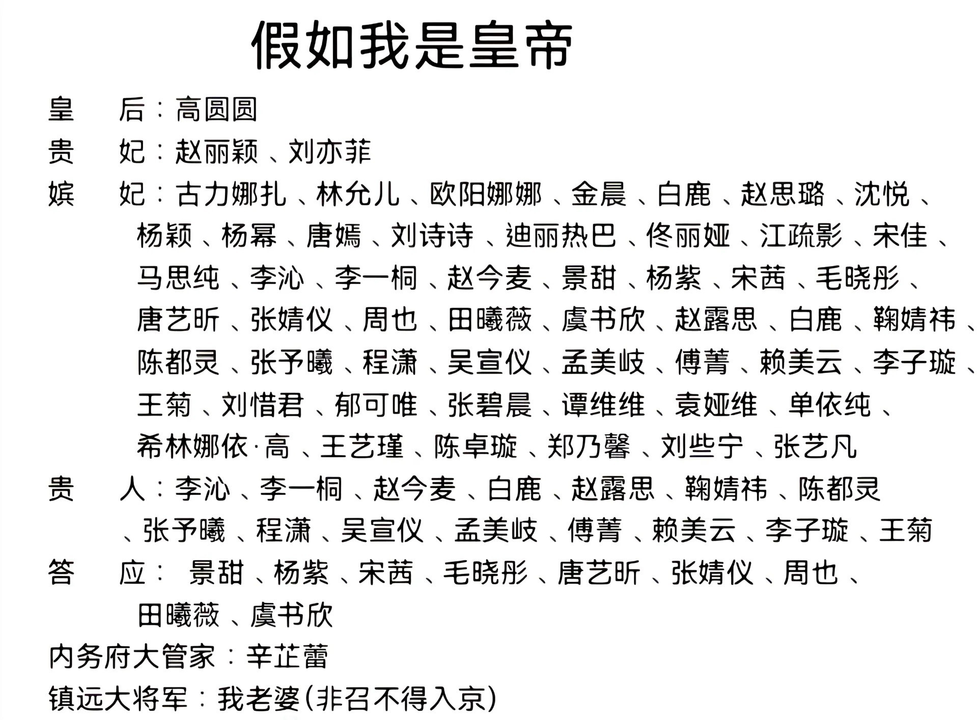 假如我是皇帝，哈哈哈哈哈哈…